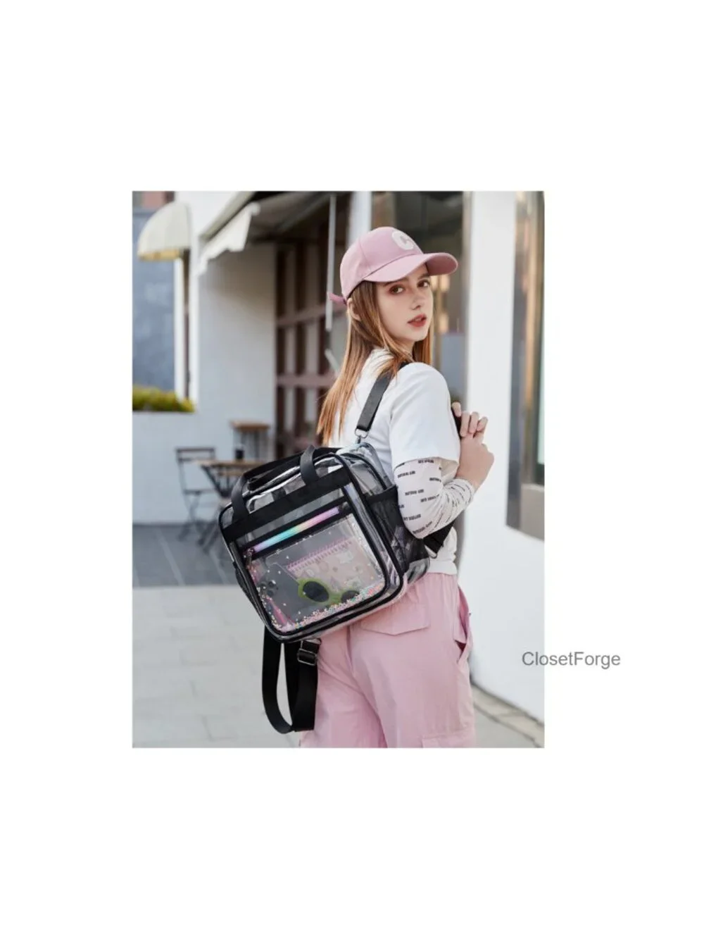 Clear Beach Bag Travel Tote Transparent Backpack Stadium Approved Women